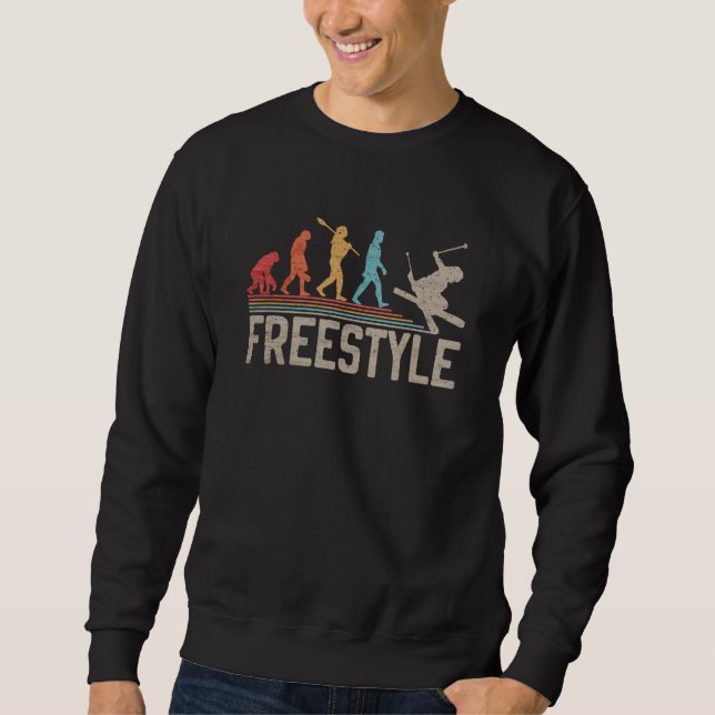 Freestyle Skier Evolution Of Man Apres Ski Sweatshirt (Front)