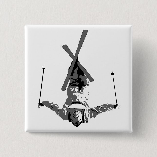 Freestyle Skiing 15 Cm Square Badge (Front)