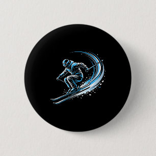 Freestyle skiing skier action winter sports art  6 cm round badge