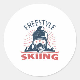 Freestyle Skiing Skii Googles Skull Art _1  Classic Round Sticker
