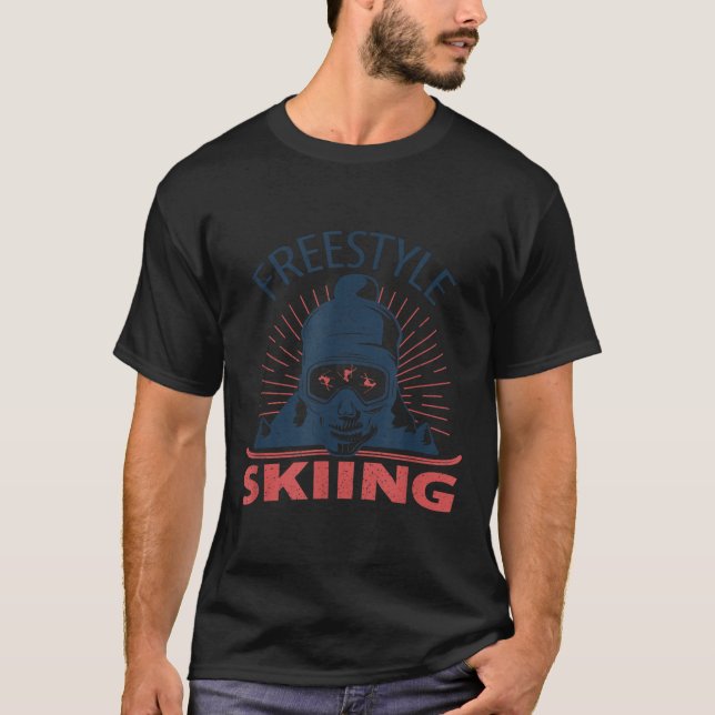 Freestyle Skiing Skii Googles Skull Art _1  T-Shirt (Front)