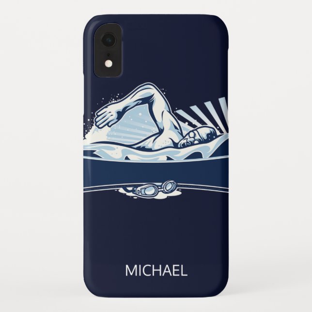 Freestyle Swimmer Personalised Name | Sport Case-Mate iPhone Case (Back)
