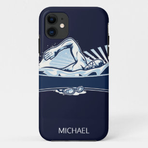 Freestyle Swimmer Personalised Name   Sport iPhone 11 Case