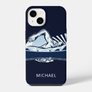 Freestyle Swimmer Swimming Personalised Sport iPhone 14 Case