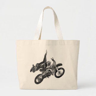 freestyling with dirt bike large tote bag