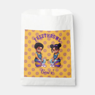 Freethrows or Bows Purple Gold Basketball Boy Girl Favour Bag
