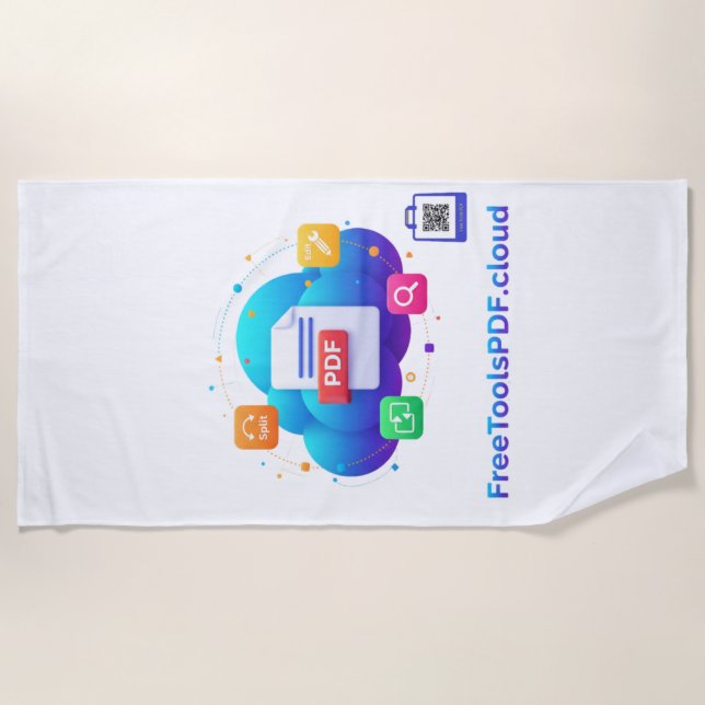 FreeToolsPDF – Fun Digital Power on Your Shirt! Beach Towel (Front)
