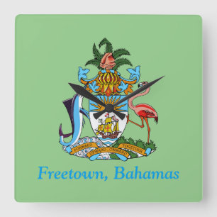Freetown, Bahamas Marlin & Flamingo (Eleuthera) Square Wall Clock