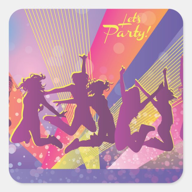 FreeVector-Club-Graphics.ai people dancing jumping Square Sticker (Front)
