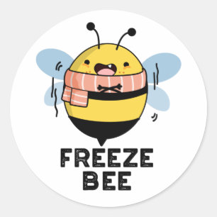 Freeze Bee Funny Insect Bug Pun  Classic Round Sticker