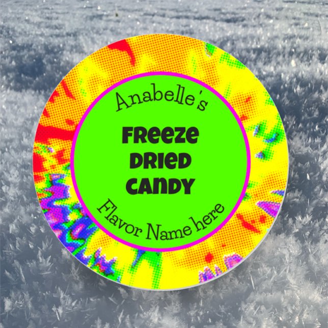 Freeze Dried Candy Bright Business Packaging Label (Promote your freeze dried candy business cool eye-catching  rainbow labels. Customize name flavors)
