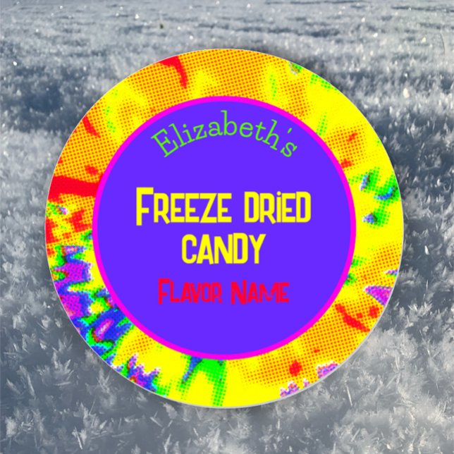 Freeze Dried Candy Colourful Personalised Label (Promote your freeze dried candy with custom sticker and labels. Custom vibrant fun text.
)