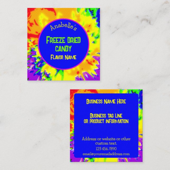 Freeze Dried Candy Custom Colourful Bright Fun  Square Business Card (Front/Back)
