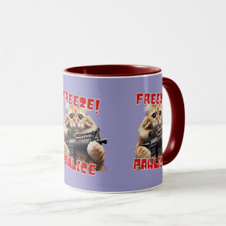 Freeze! Pawlice Funny Gift For Cat Lovers Mug