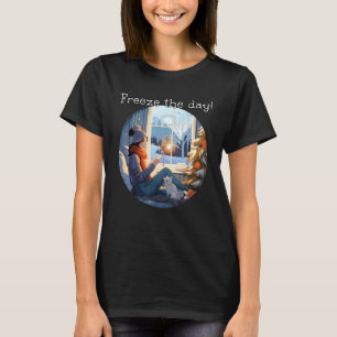 Freeze the funny days at home with Cat in cosy Win T-Shirt