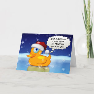 Freezing Santa Duck Holiday Card