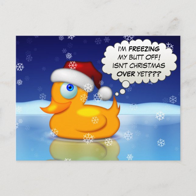 Freezing Santa Duck Holiday Postcard (Front)