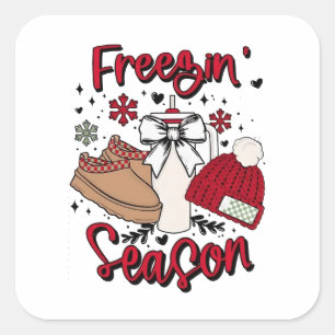 Freezing season Christmas Pregnancy Announcement Square Sticker