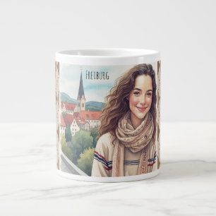 Freiburg,Germany , Beautiful traveller in Freiburg Large Coffee Mug
