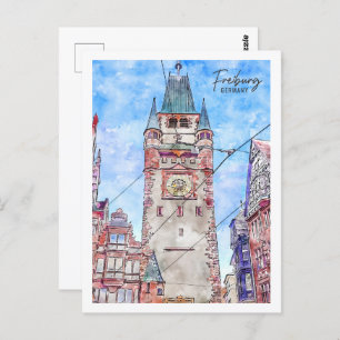 Freiburg Germany Travel Place Watercolor Postcard