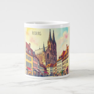 Freiburg, Germany, Unique Freiburg in Watercolor Large Coffee Mug