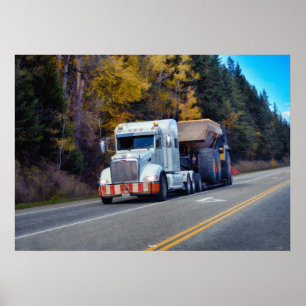 Freight Lorry Cargo Truck Highway Driving Art Poster