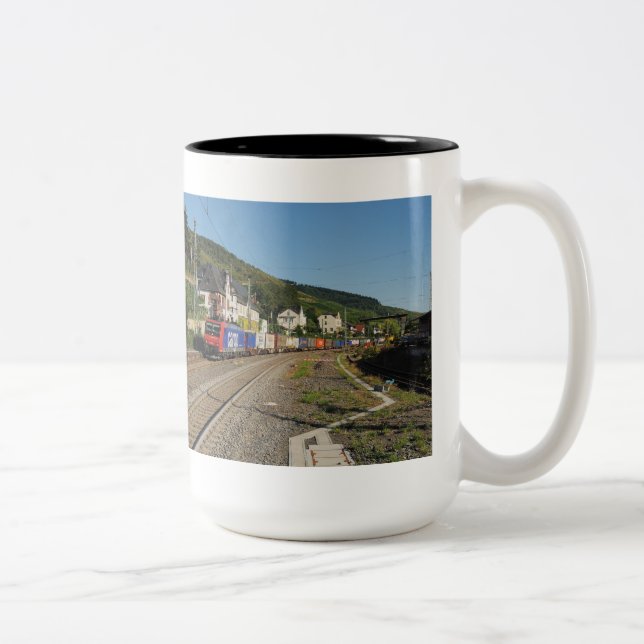 freight train at Lorch am Rhein Two-Tone Coffee Mug (Right)