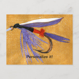 "Freight Train" classic fly fishing, fly tying art Holiday Postcard