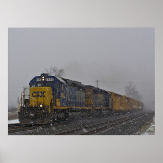 Freight Train In the Snow Poster