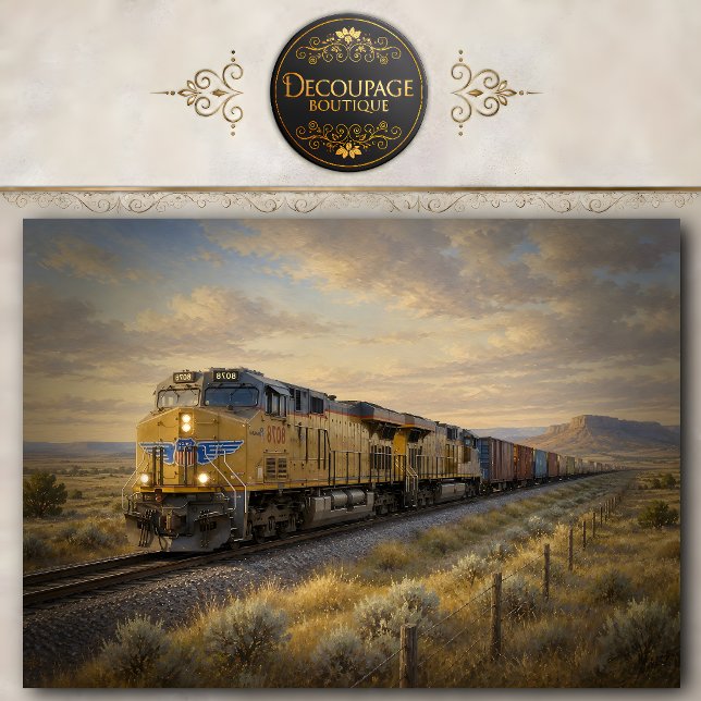 Freight Train Landscape Decoupage Tissue Paper (Freight Train Landscape Decoupage Tissue Paper)