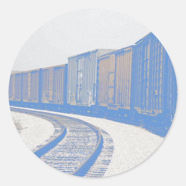 Freight Train on a Curve Classic Round Sticker (Front)