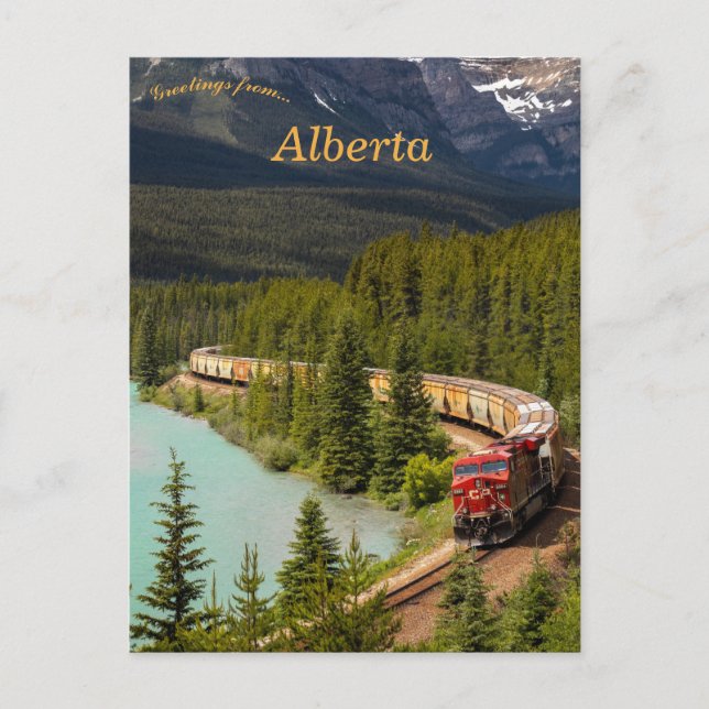 Freight Train Through Morants Curve Alberta  Postcard (Front)