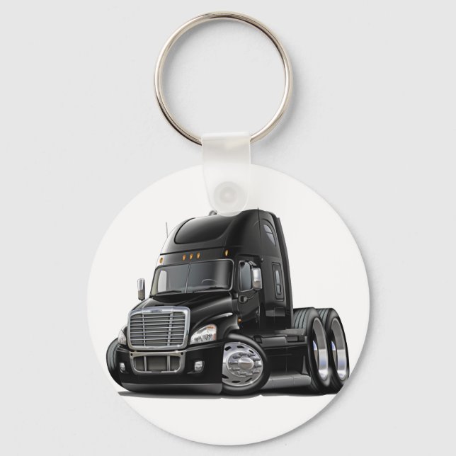Freightliner Cascadia Black Truck Key Ring (Front)