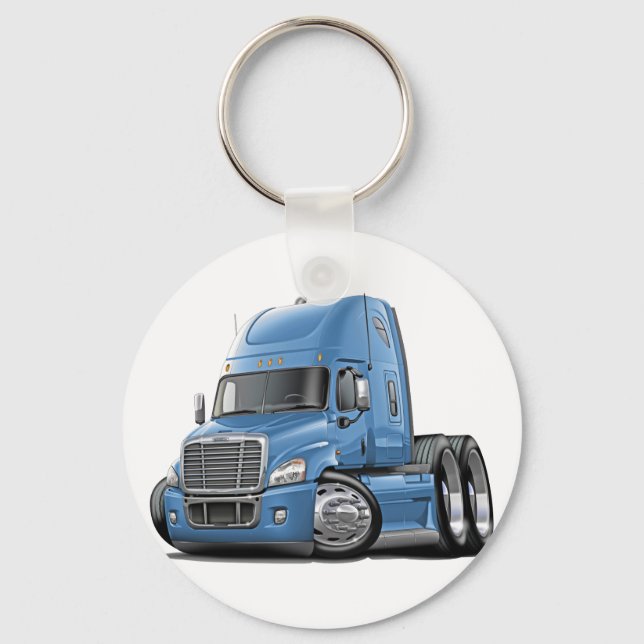 Freightliner Cascadia Lt Blue Truck Key Ring (Front)