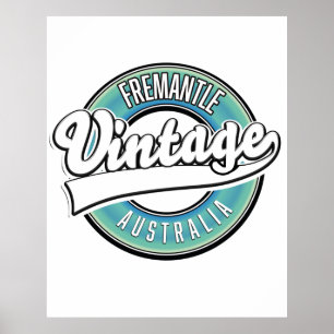 Fremantle australia vintage style logo. poster