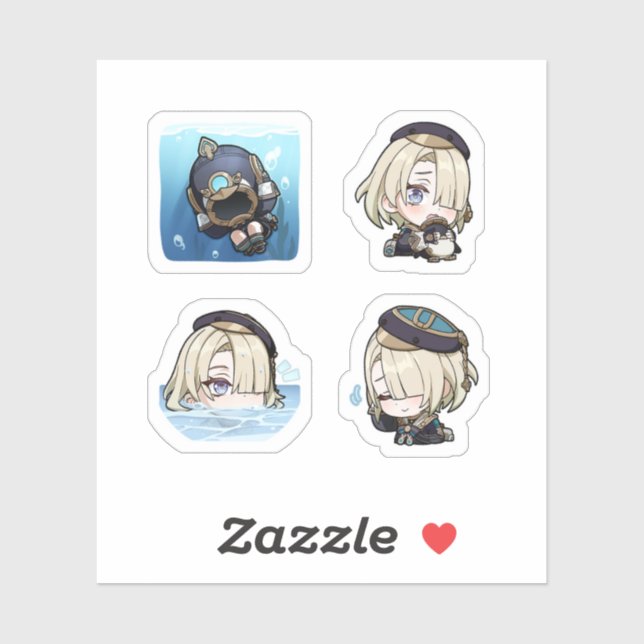 Freminet Genshin Impact 4 Pack Sticker Sheet (Sheet)