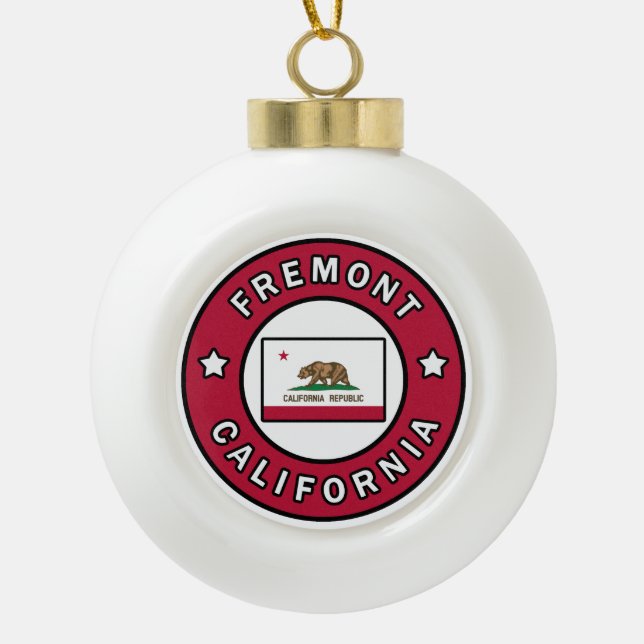 Fremont California Ceramic Ball Christmas Ornament (Front)