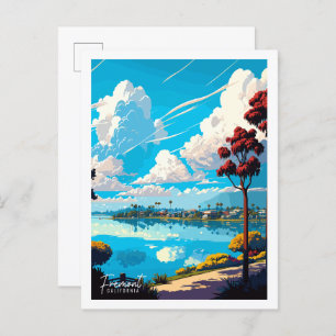 Fremont California vintage travel illustration Postcard