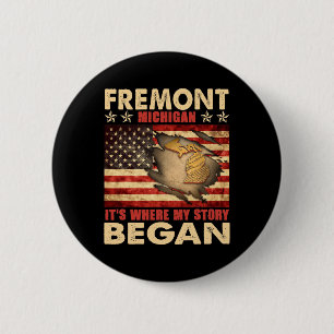 Fremont Michigan Usa Flag 4th Of July 6 Cm Round Badge