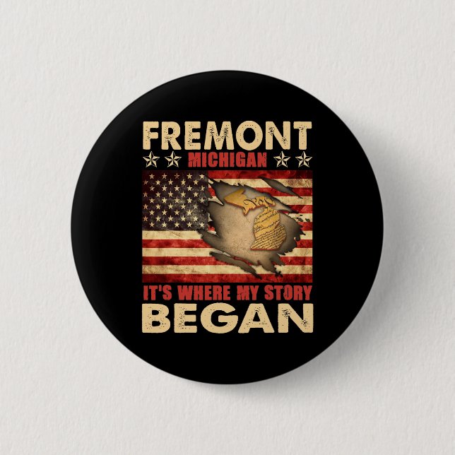 Fremont Michigan Usa Flag 4th Of July  6 Cm Round Badge (Front)