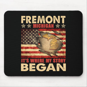 Fremont Michigan Usa Flag 4th Of July  Mouse Pad