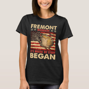 Fremont Michigan Usa Flag 4th Of July T-Shirt