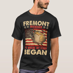 Fremont Michigan Usa Flag 4th Of July T-Shirt