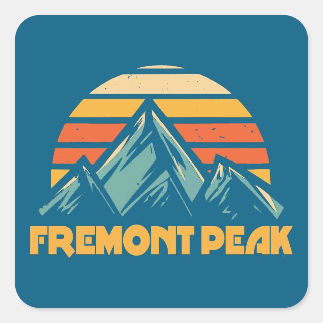 Fremont Peak Wyoming Retro Turquoise Square Sticker (Front)