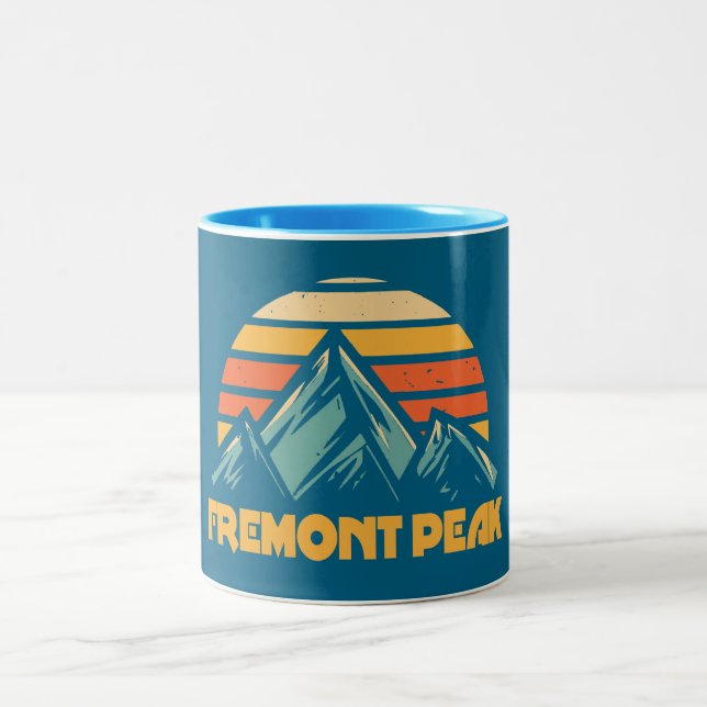 Fremont Peak Wyoming Retro Turquoise Two-Tone Coffee Mug (Center)