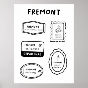 Fremont - Travel Stamp Collection Vintage Design Poster