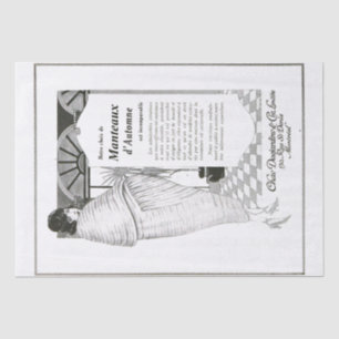 French Advertisement Decoupage Fancy Lady Vintage Tissue Paper