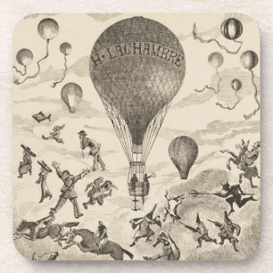 French Advertisement For Balloon Manufacturer Coaster