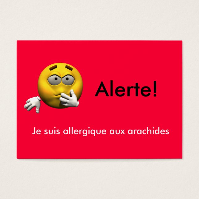 French Allergy Info card - Peanut (Front)