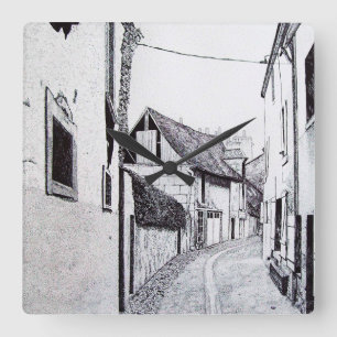 French Alley Drawing Clock